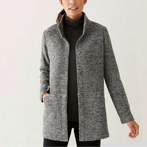 J. Jill J. PureJill Black White Gray Marled Textured Button Down Coat